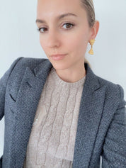 Karl Lagerfeld Vintage Clip-On Earrings Gold Tone Fan Logo
