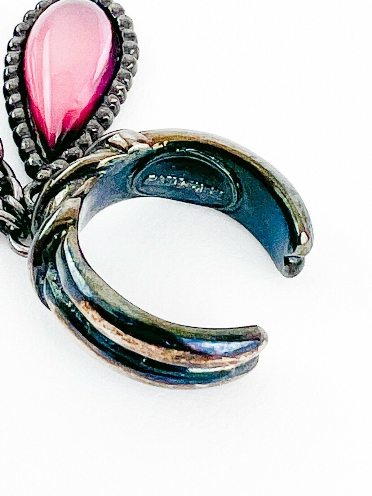 Jean-Paul GAULTIER Vintage Black Tone Bold Ring Dangling Multi-color Cabochon