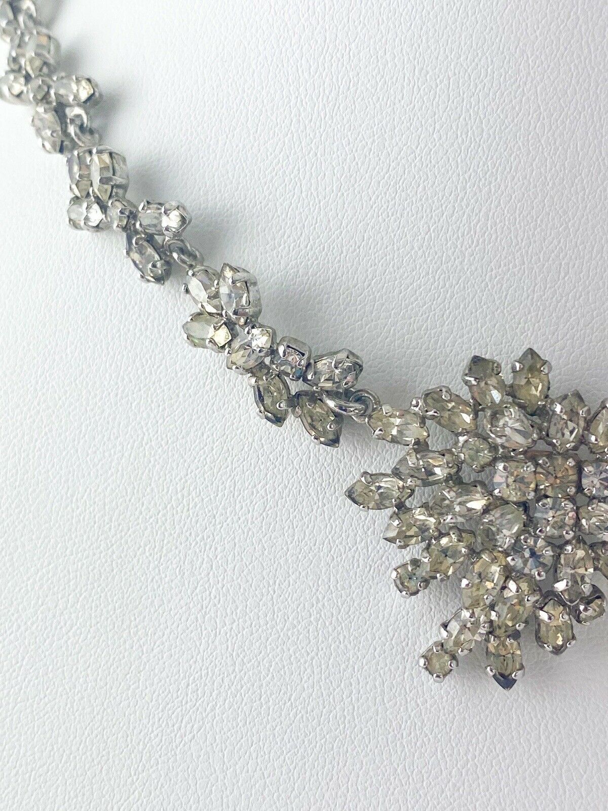 Christian Dior Germany Vintage Choker Necklace Silver Tone Crystal Rhinestone