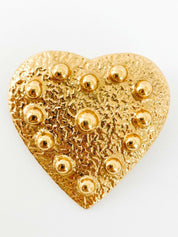 YSL Yves Saint Laurent Vintage Gold Tone Heart Pendant Brooch Pin