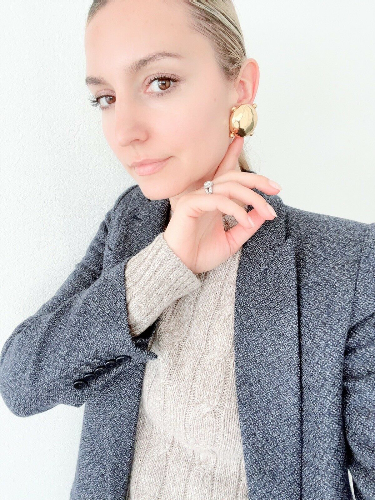 1980`s Yves Saint Laurent Large Earrings Round Made in France, YSL Vintage Clip-on earrings