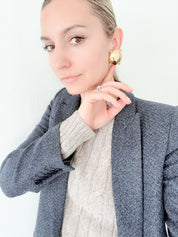 1980`s Yves Saint Laurent Large Earrings Round Made in France, YSL Vintage Clip-on earrings