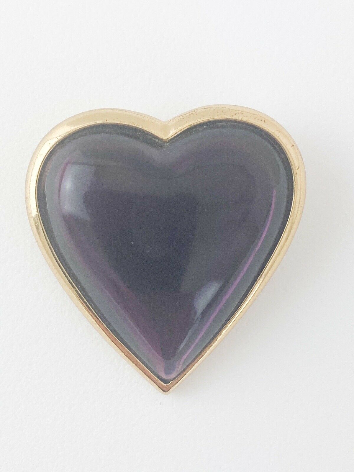 YSL Yves Saint Laurent Vintage Heart Brooch Pin Purple