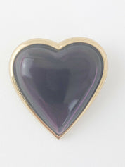 YSL Yves Saint Laurent Vintage Heart Brooch Pin Purple