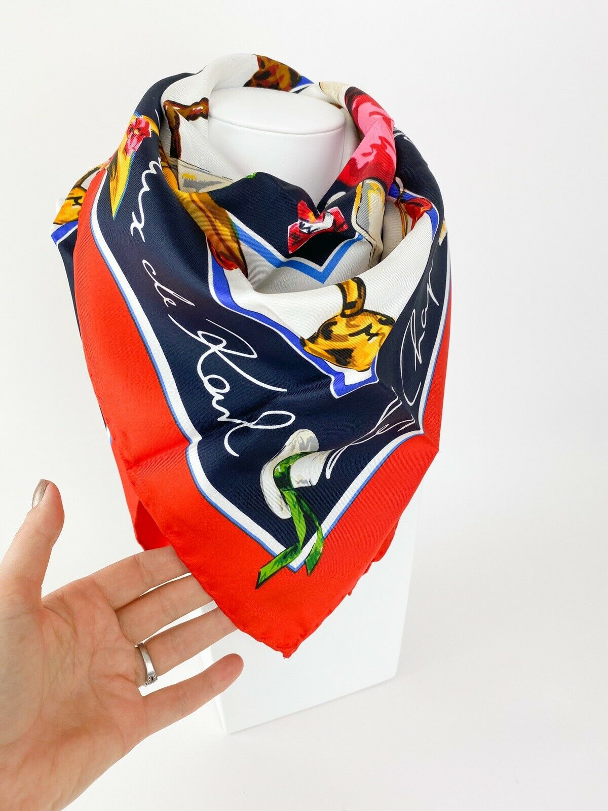 Karl Lagerfeld Paris Silk Scarf Wrap Multicolor Vintage Made in Italy