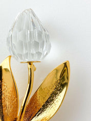 Swarovski Vintage Gold Tone Crystal Brooch Pin Tulips Beautiful
