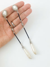 【SOLD OUT】Christian Dior Boutique Long Dangling Earrings Faux Pearls Rhinestones Vintage