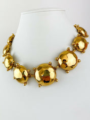 YSL Yves Saint Laurent Vintage Necklace Gold Tone Round Charm Made in France