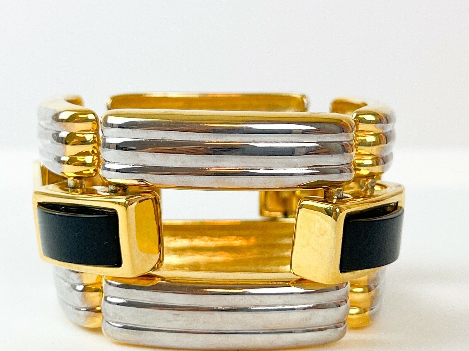 CAROLEE Vintage Gold & Silver Tone Massive Bracelet Bangle Black & Earrings Sets