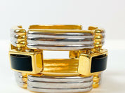 CAROLEE Vintage Gold & Silver Tone Massive Bracelet Bangle Black & Earrings Sets