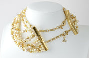 Christian Dior  poison necklace Gold Tone Bead Faux Pearl 11 Strand Choker Necklace Vintage John Galliano