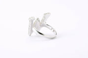 Alphabet Ring Initial W Swarovski Crystals Free Size Sterling Silver 925 Rhodium Plated