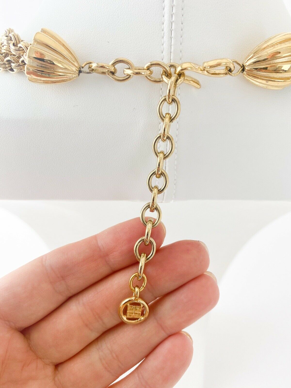 Givenchy Gold Tone Massive Rhinestone Multi-Strands Chain Necklace Vintage