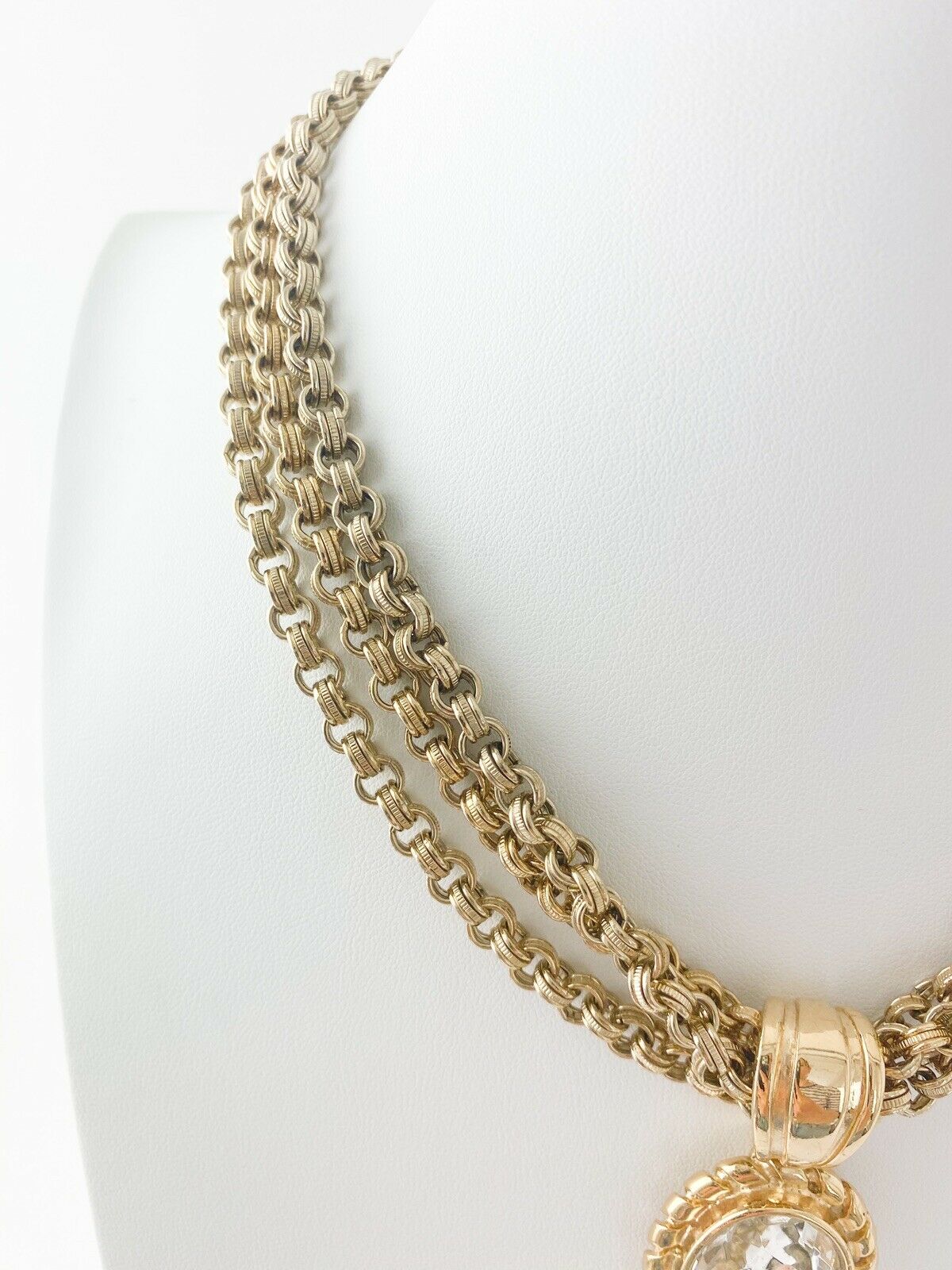 Givenchy Gold Tone Massive Rhinestone Multi-Strands Chain Necklace Vintage
