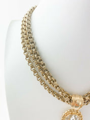 Givenchy Gold Tone Massive Rhinestone Multi-Strands Chain Necklace Vintage