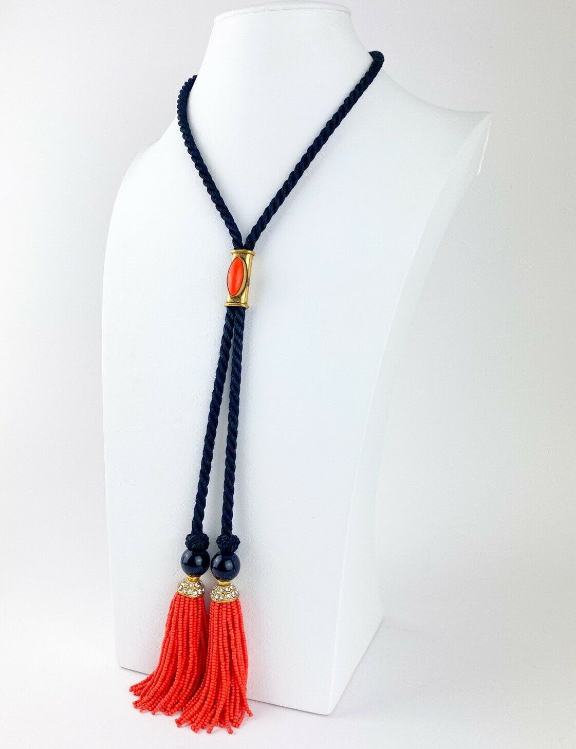 vintage Yves Saint Laurent tassel necklace coral