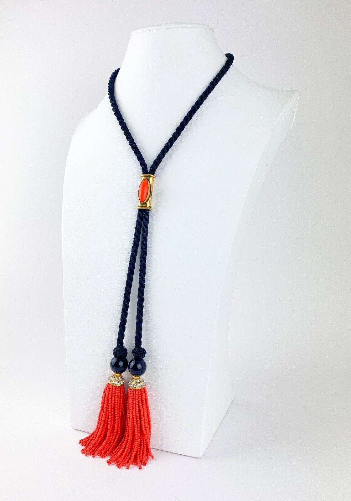 vintage Yves Saint Laurent tassel necklace coral