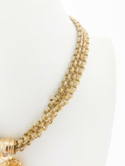 Givenchy Gold Tone Massive Rhinestone Multi-Strands Chain Necklace Vintage