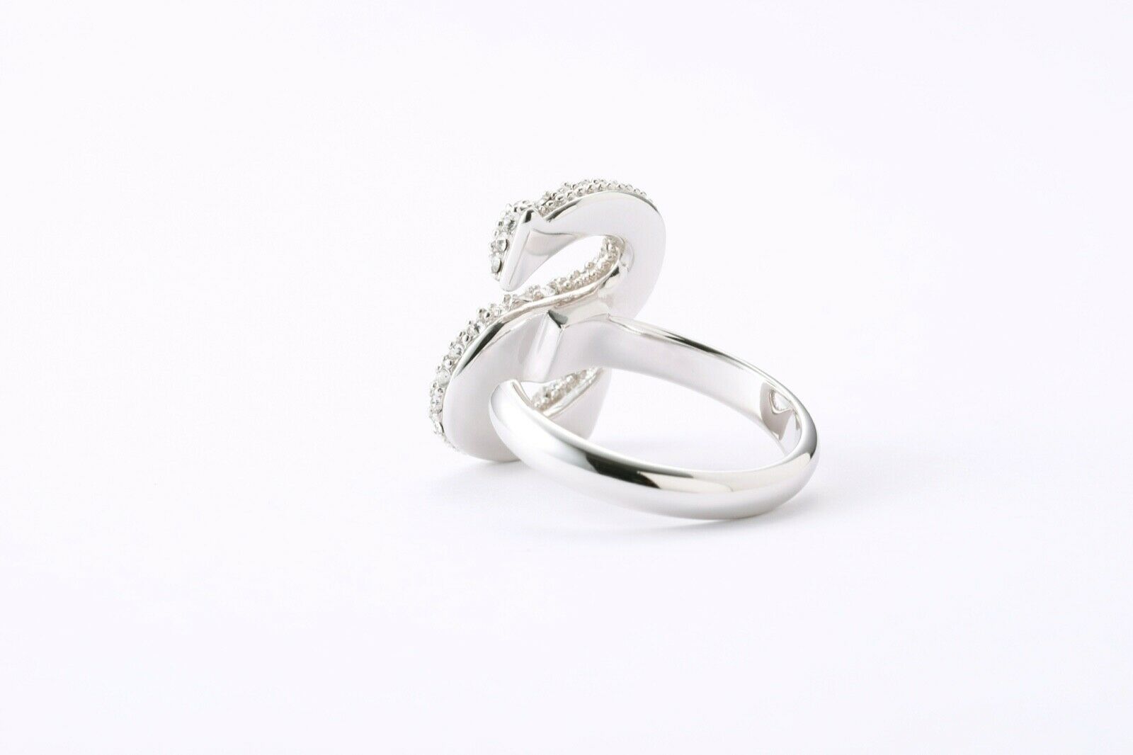 Alphabet Ring Initial S CZ Diamond (Cubic Zirconia) Free Size Sterling Silver 925 Rhodium Plated