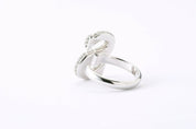 Alphabet Ring Initial S CZ Diamond (Cubic Zirconia) Free Size Sterling Silver 925 Rhodium Plated