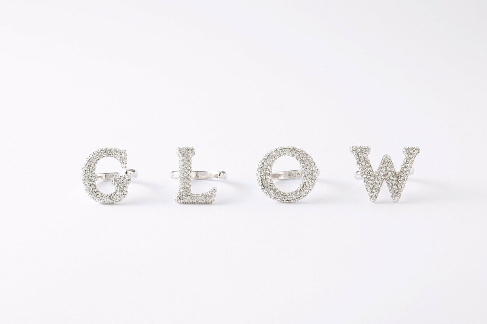 Alphabet Ring Initial  X Swarovski Crystals Free Size Sterling Silver 925 Rhodium Plated