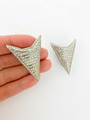 Christian Dior Germany Vintage Silver Tone Arrow Earrings Crystal Rhinestones