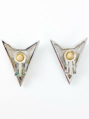 Christian Dior Germany Vintage Silver Tone Arrow Earrings Crystal Rhinestones