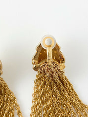 【SOLD OUT】NINA RICCI Gold Tone Long Drop Earrings Fringe Chain