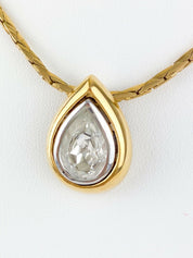 【SOLD OUT】YSL Yves Saint Laurent Vintage Gold Tone Dew Drop Choker Necklace Rhinestones