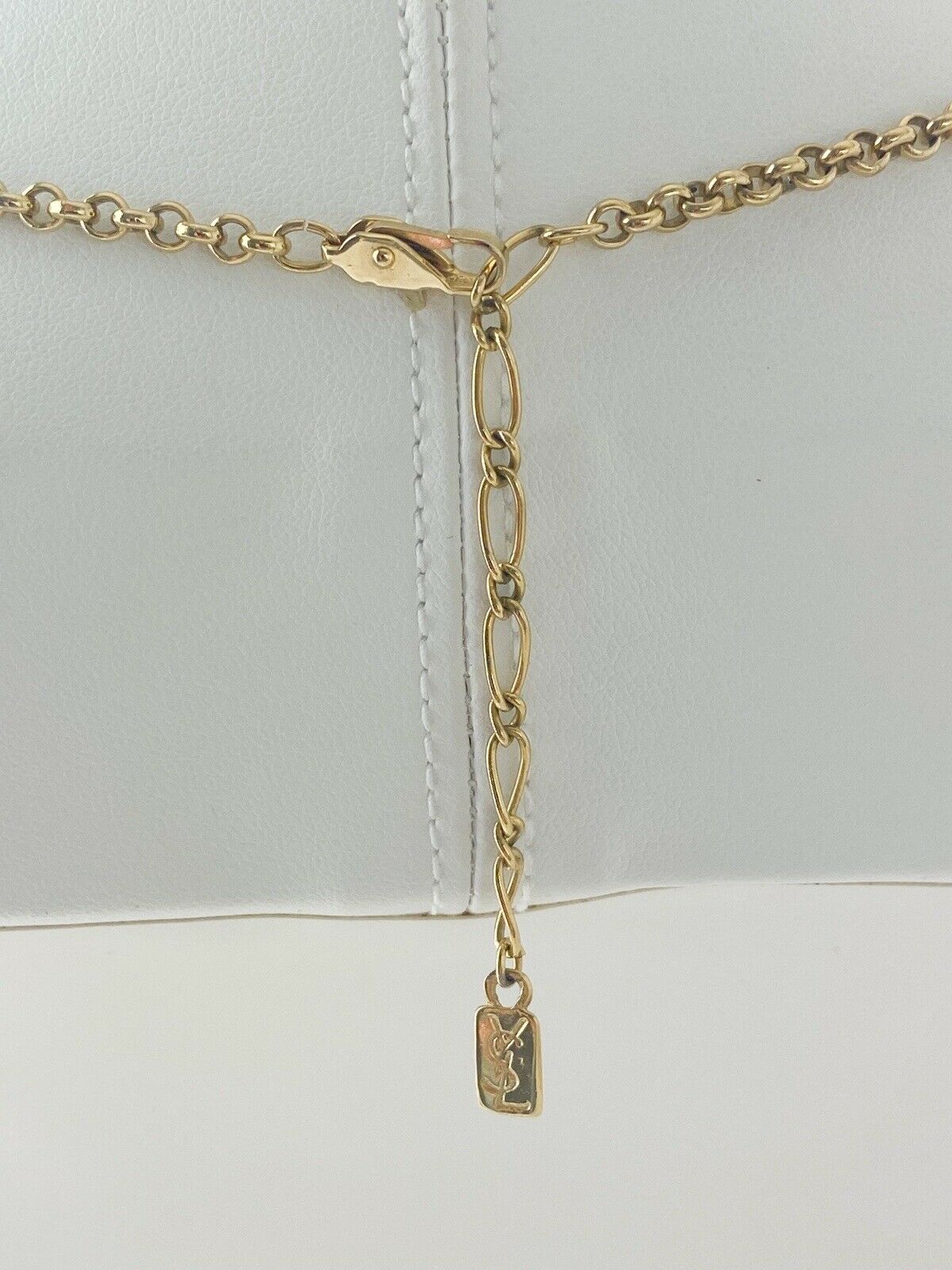 【SOLD OUT】YSL Yves Saint Laurent Vintage Gold Tone Flower Necklace Rhinestones