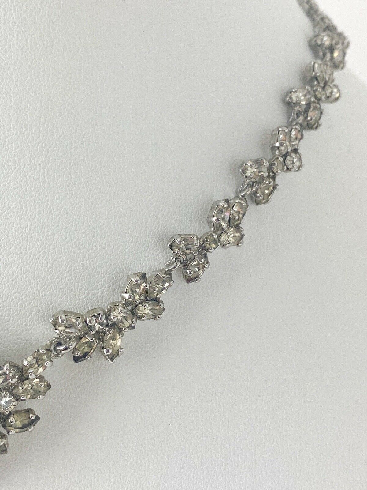 Christian Dior Germany Vintage Choker Necklace Silver Tone Crystal Rhinestone