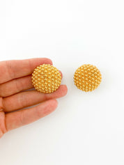 YSL Yves Saint Laurent Vintage Gold Tone Round Earrings Beautiful