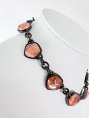 YSL Yves Saint Laurent Vintage Choker Necklace Pink Poured Resin Cabochon