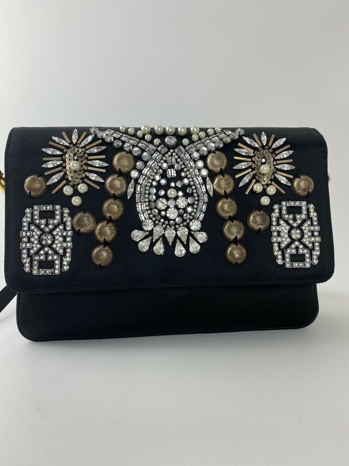 Christian Lacroix New Very Rare Black Satin Shoulder Bag Clutch Bag Handbag Made in Italy