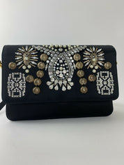 Christian Lacroix New Very Rare Black Satin Shoulder Bag Clutch Bag Handbag Made in Italy