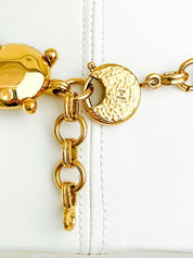 YSL Yves Saint Laurent Vintage Necklace Gold Tone Round Charm Made in France