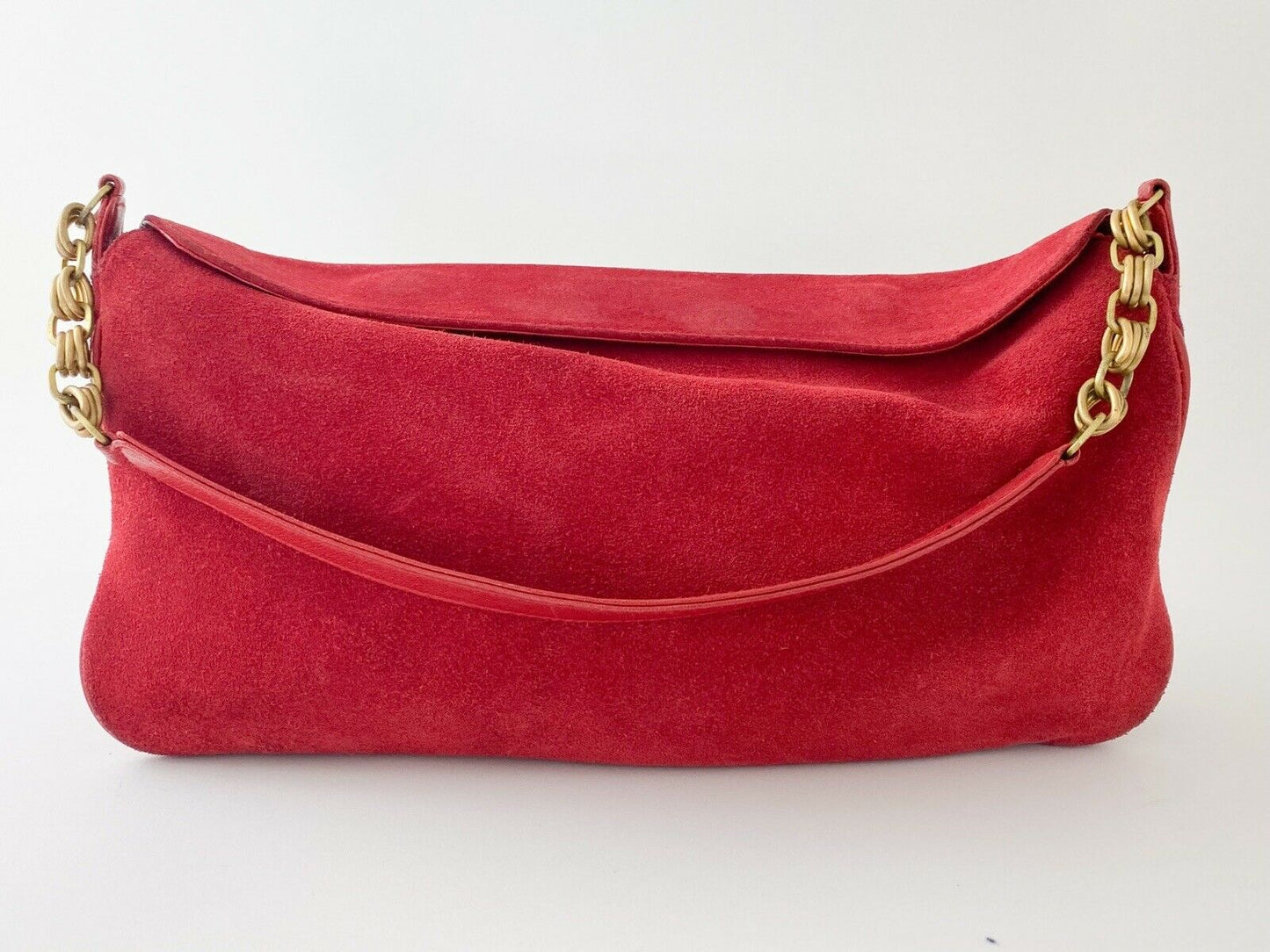 【SOLD OUT】NINA RICCI Red Suede Leather Shoulder Bag Handbag Made in Italy
