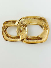 【SOLD OUT】YSL Yves Saint Laurent Vintage Gold Tone Brooch Pin Gold Tone Brooch Pin Openwork Link