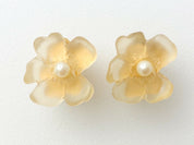 KENZO Paris Vintage Flower Floral Clip-on Earrings Yellow Beautiful