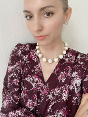 Pierre Balmain Paris Gold Tone Vintage Beaded Necklace White