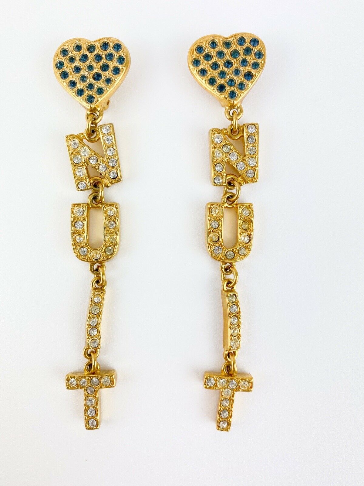 YSL Yves Saint Laurent Vintage Gold Tone Long Dangle Earrings Made in France