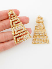 Vintage GIANNI VERSACE Earrings, Gold Tone Earrings, Vintage Rhinestone, Massive Logo, Vintage Jewelry, Earrings Drop Gold, Gift for her