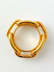 【SOLD OUT】Hermes Vintage Gold Tone Ragate Chain Scarf Ring Elegant