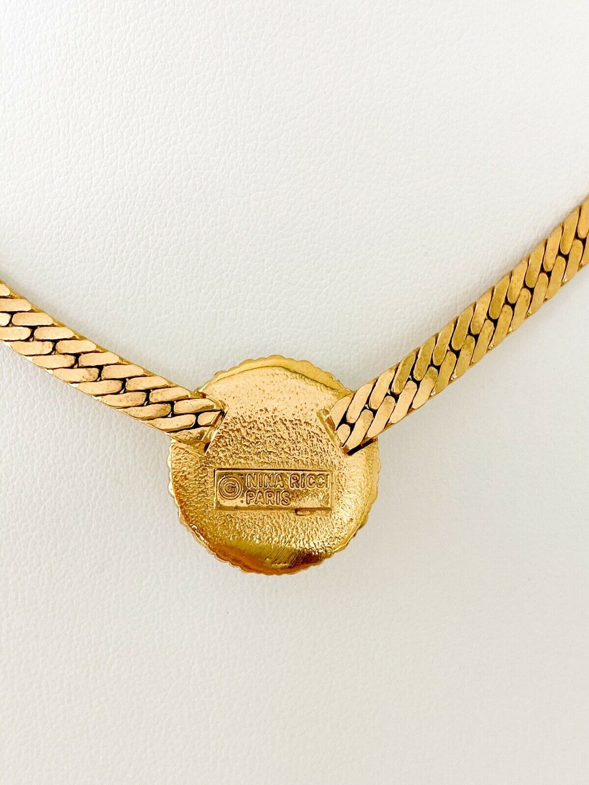NINA RICCI Gold Tone Vintage Choker Necklace Faux Pearl Rhinestone