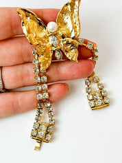 【SOLD OUT】YSL Yves Saint Laurent Vintage Gold Tone Bracelet Butterfly Pearl Crystal