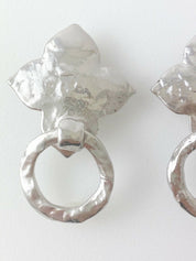 【SOLD OUT】YSL Yves Saint Laurent Vintage Silver Tone Earrings Clover Hoop