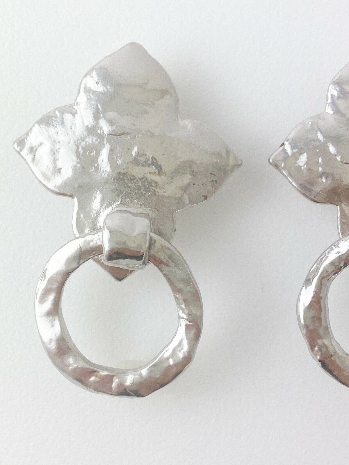 【SOLD OUT】YSL Yves Saint Laurent Vintage Silver Tone Earrings Clover Hoop