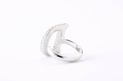 Alphabet Ring Initial  D Swarovski Crystals Free Size Sterling Silver 925 Rhodium Plated