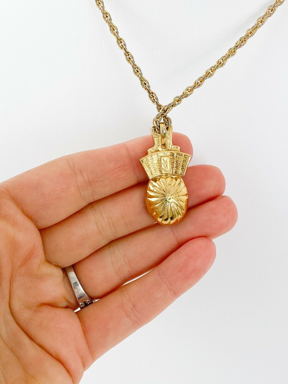 【SOLD OUT】YSL Yves Saint Laurent Vintage Gold Tone Necklace Massive Rhinestones
