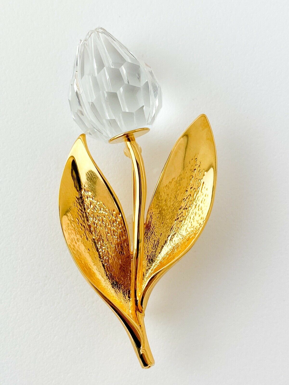 Swarovski Vintage Gold Tone Crystal Brooch Pin Tulips Beautiful